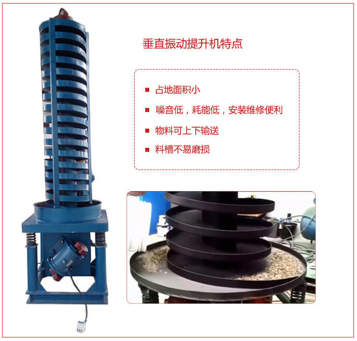 DZC垂直振動(dòng)提升機主要特點(diǎn)：產(chǎn)品占地面積小，便于工藝布置。物料殼向上輸送，亦可向下輸送。噪音低，結構簡(jiǎn)單，安裝，維修便利。能耗小，節約電能，料槽磨損小。